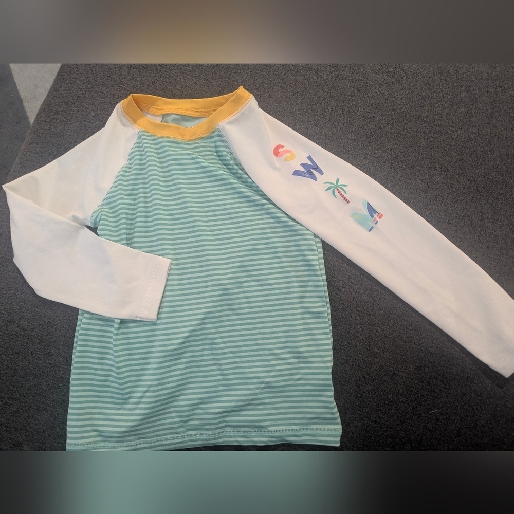 Cat & Jack Kids Swim Shirt - Green, White, Yellow